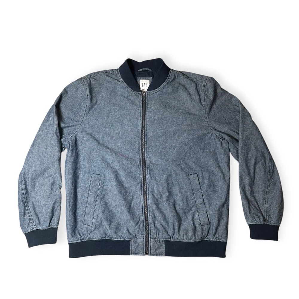 Gap Bomber Jacket Blue XL Full Zip Cotton Lightweight Casual Mens